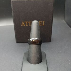 Atdmei Black Glossy Mens Ring 10mm Size 6.5 New With‎ Box